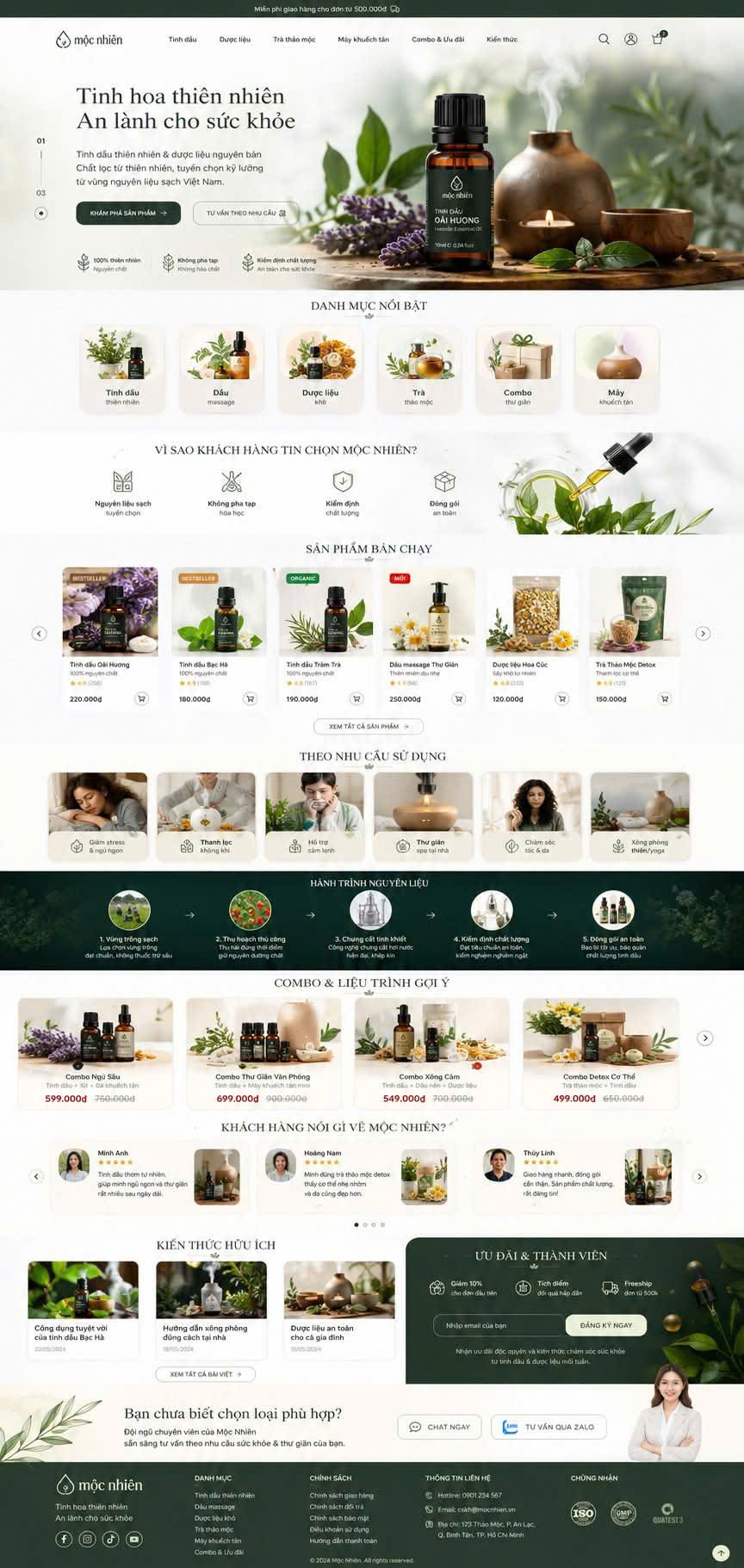 Mẫu website bán tinh dầu, thảo dược, làm đẹp MK219